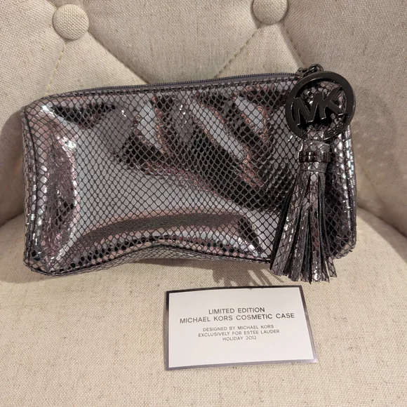 Michael Kors Metallic Cosmetic Case 2012 Limited Edition Collab W Estee Lauder - Picture 2 of 14
